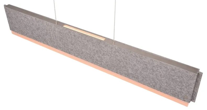 Szara lampa wisząca LED ze sterowaniem głosowym/mobilną aplikacją i tekstylnym kloszem Cicara – CINQUE