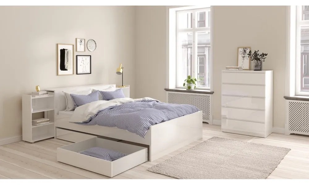 Białe łóżko dwuosobowe 140x190 cm Naia – Tvilum
