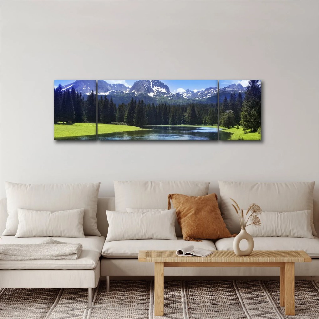 Obraz - Ośnieżone szczyty górskie (170x50 cm)
