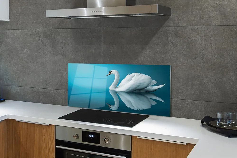 Panel szklany do Kuchni Majestatyczny Łabędź na Wodzie