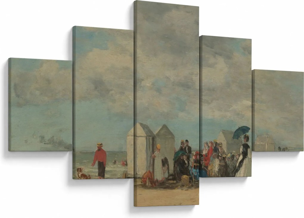 Obraz - Eugène Boudin, Beach Scene, reprodukcje (125x70 cm)