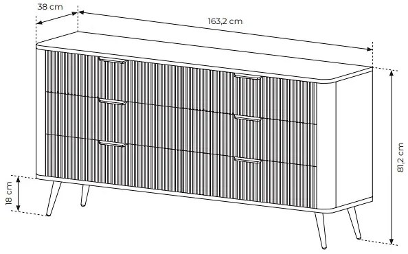 Czarna  komoda z szufladami  L8-C76