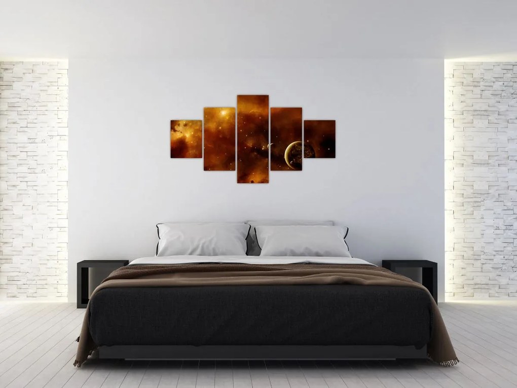 Obraz - Planety z mgławicą (125x70 cm)