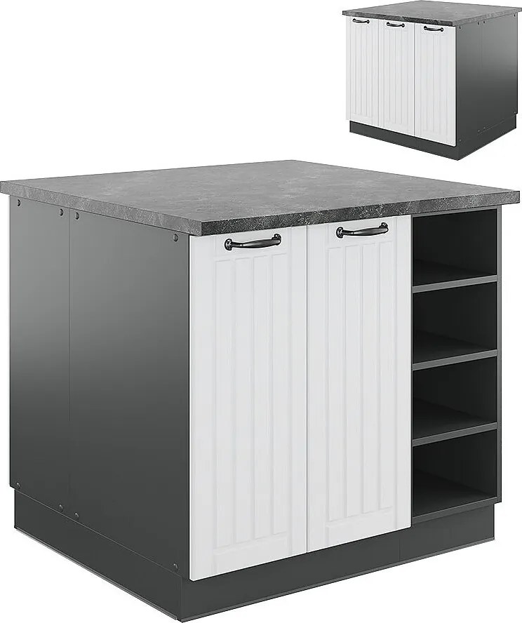 Wyspa kuchenna biały dworek/antracyt 90x60x82 fame-line
