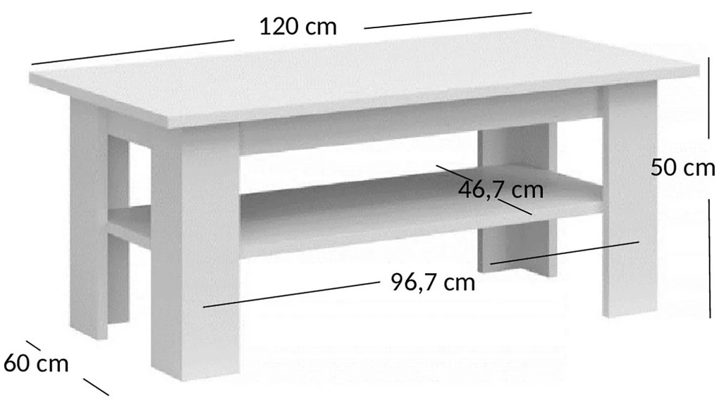 Ława do Salonu MIST 120 cm Biały połysk Nowoczesna