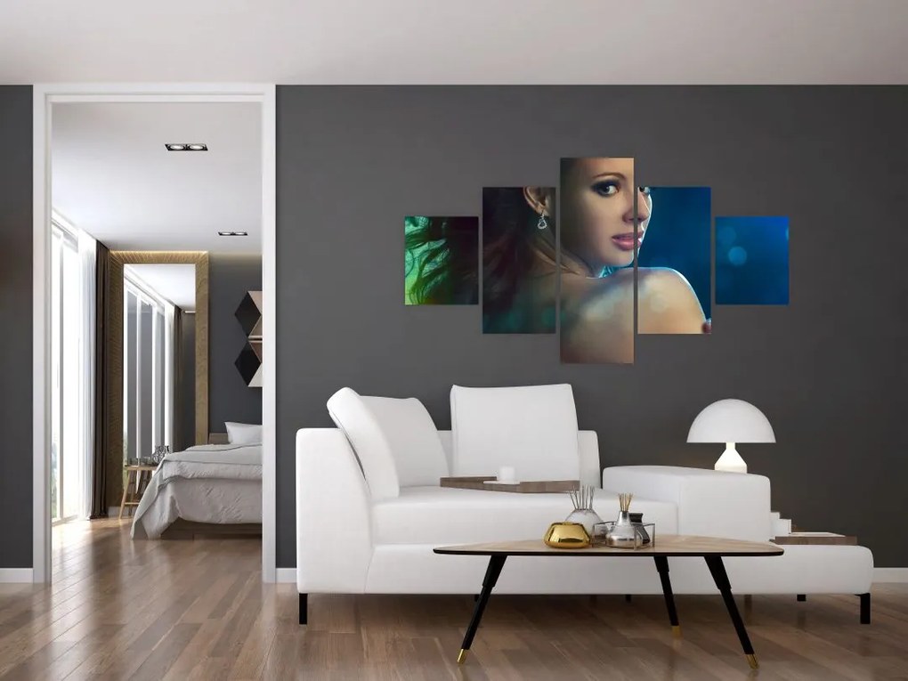 Obraz - Spojrzenie młodej kobiety (125x70 cm)
