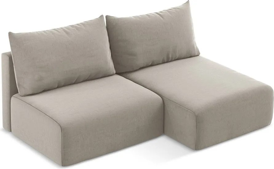 Szarobrązowy aksamitny rozkładany/ze schowkiem narożnik (prawostronny/z szezlongiem) Kalena – Makamii