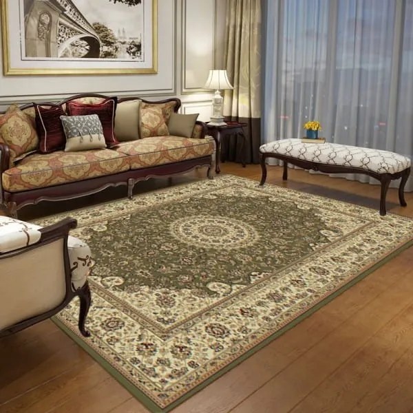 Dywan klasyczny Venezia Ornament zielono-kremowy 120 cm x 170 cm