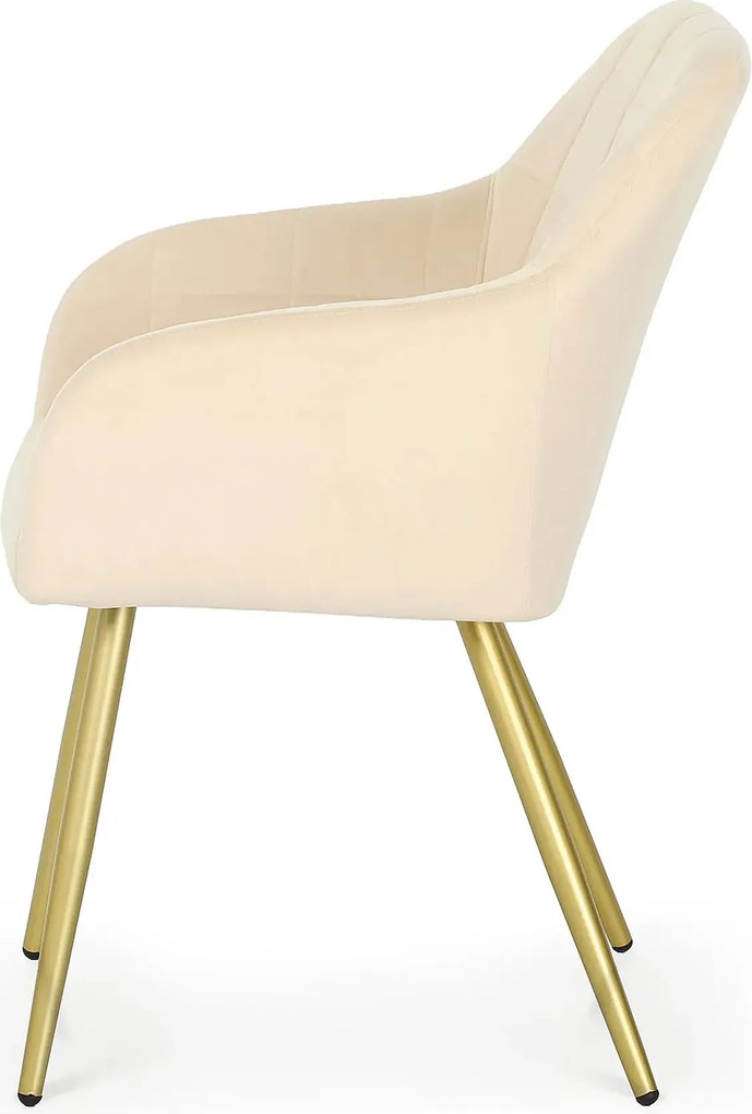 Zestaw 2 beżowych krzeseł pikowanych glamour - Cormelis 5X