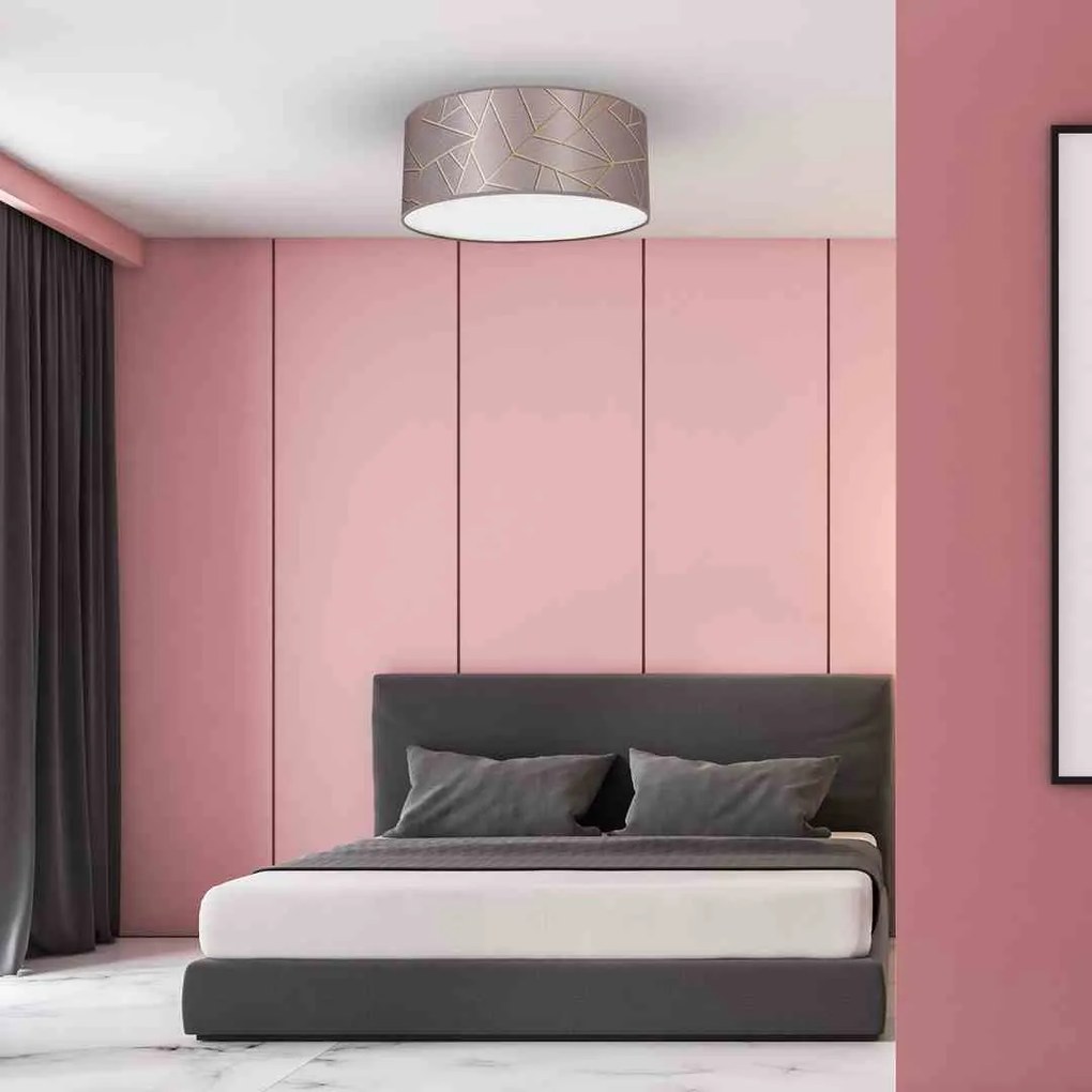 Lampa sufitowa, różowa, okrągła ZIGGY PINK Gold/Pink 2xE27 Ø40cm