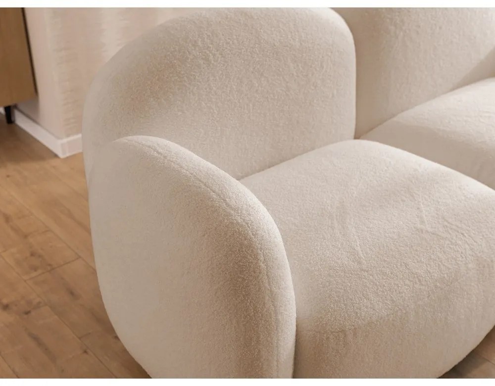 Jasnobrązowy narożnik z materiału bouclé (prawostronny/z szezlongiem) Orbit – Ropez