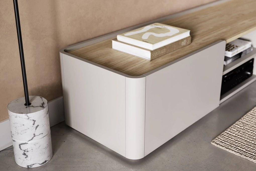 Szafka RTV Elivo 170 cm z szufladą - kaszmir / dąb olejowany