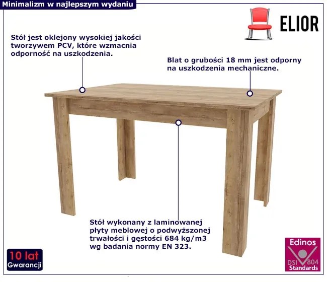Prostokątny klasyczny stół dąb lefkas - Nadeva 4X