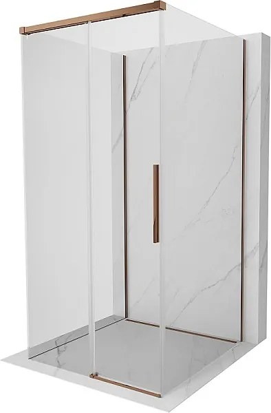 Mexen Rox-3S kabina prysznicowa 3-ścienna rozsuwana 100 x 100 cm, transparent, różowe złoto - 8C2-100-100-60-00-3S