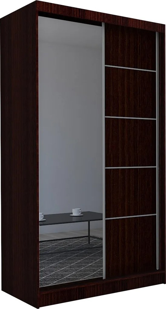 Szafa Przesuwna MIRELLA 150 cm z Lustrem Szafa Dwudrzwiowa Wenge