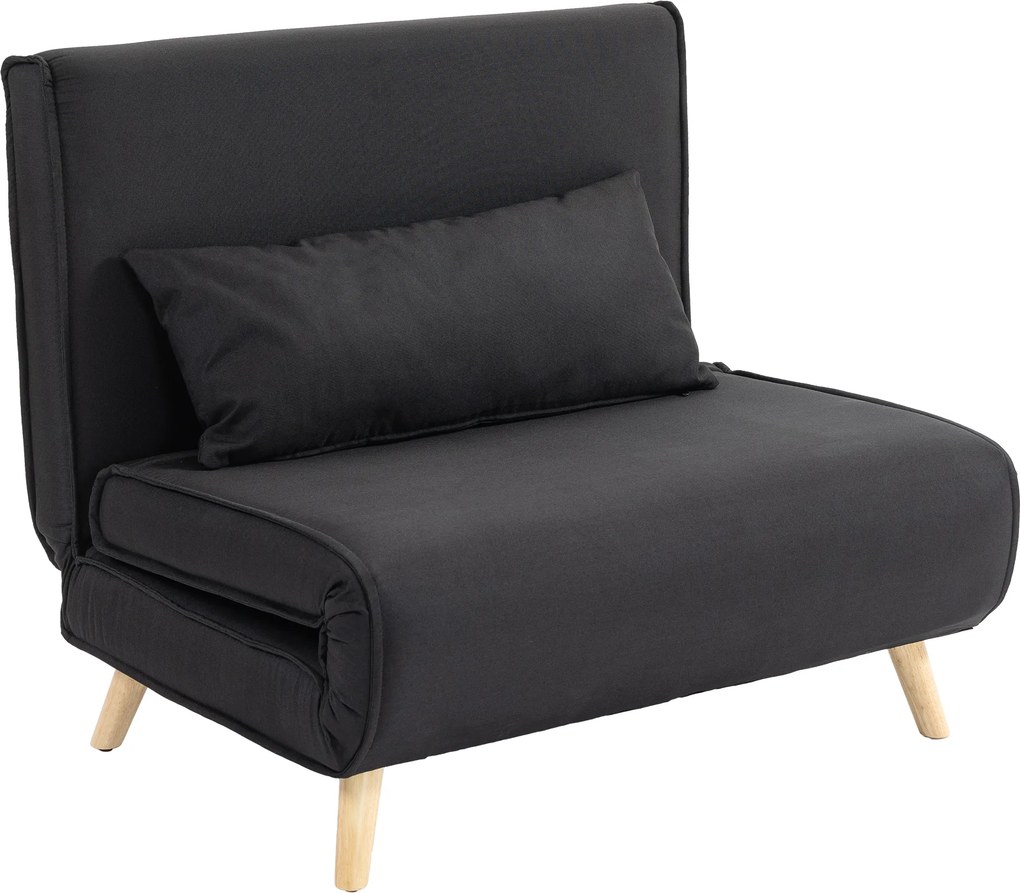 HOMCOM Fotel relaksacyjny z funkcją łóżka dla jednej osoby nowoczesny design do 350 kg czarny | Aosom PL