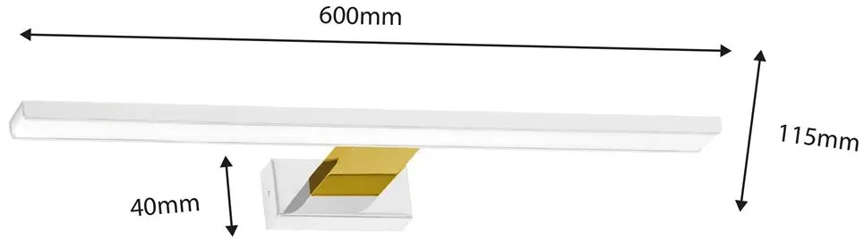 Nowoczesny kinkiet LED biały + złoty - N014-Folind 13,8W 60x11,5x4 cm