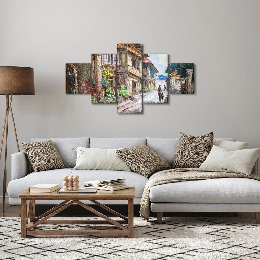 Obraz filipińskiej wioski, Azja (125x70 cm)
