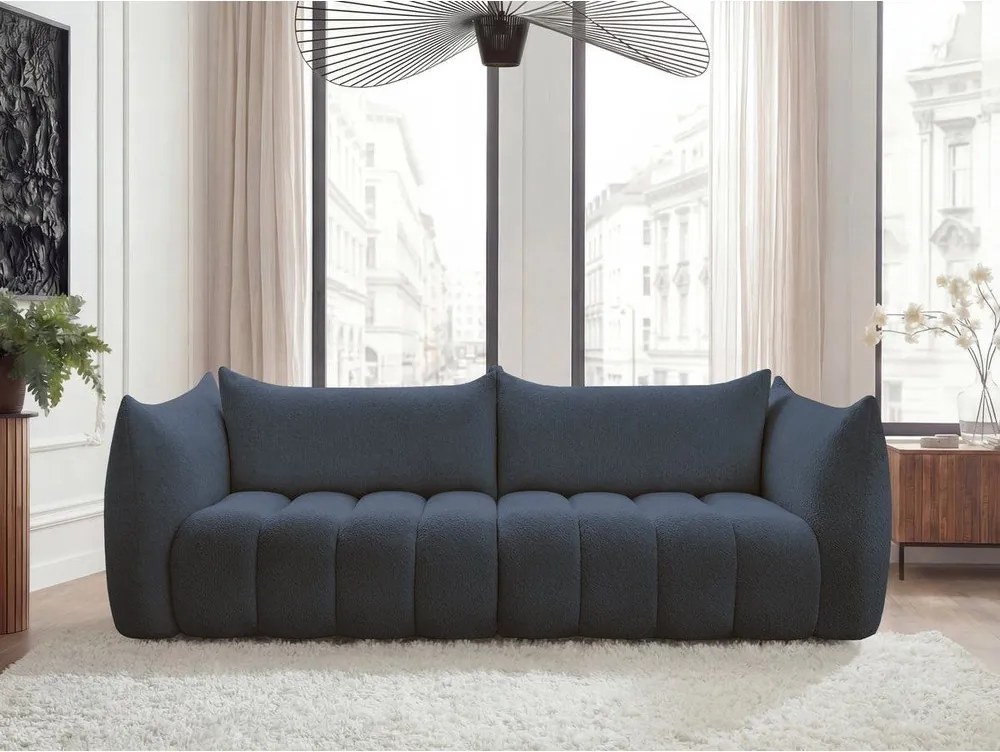 Ciemnoniebieska sofa z materiału bouclé 286 cm Azra – Bobochic Paris