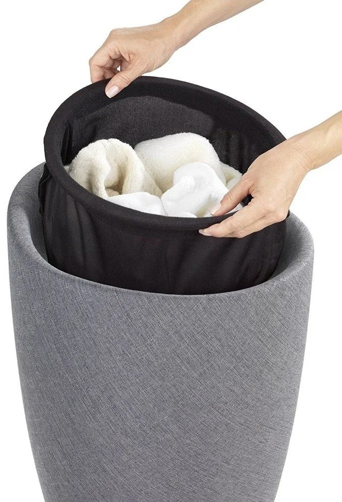 Pufa CANDY GREY - kosz na pranie, 2w1, WENKO