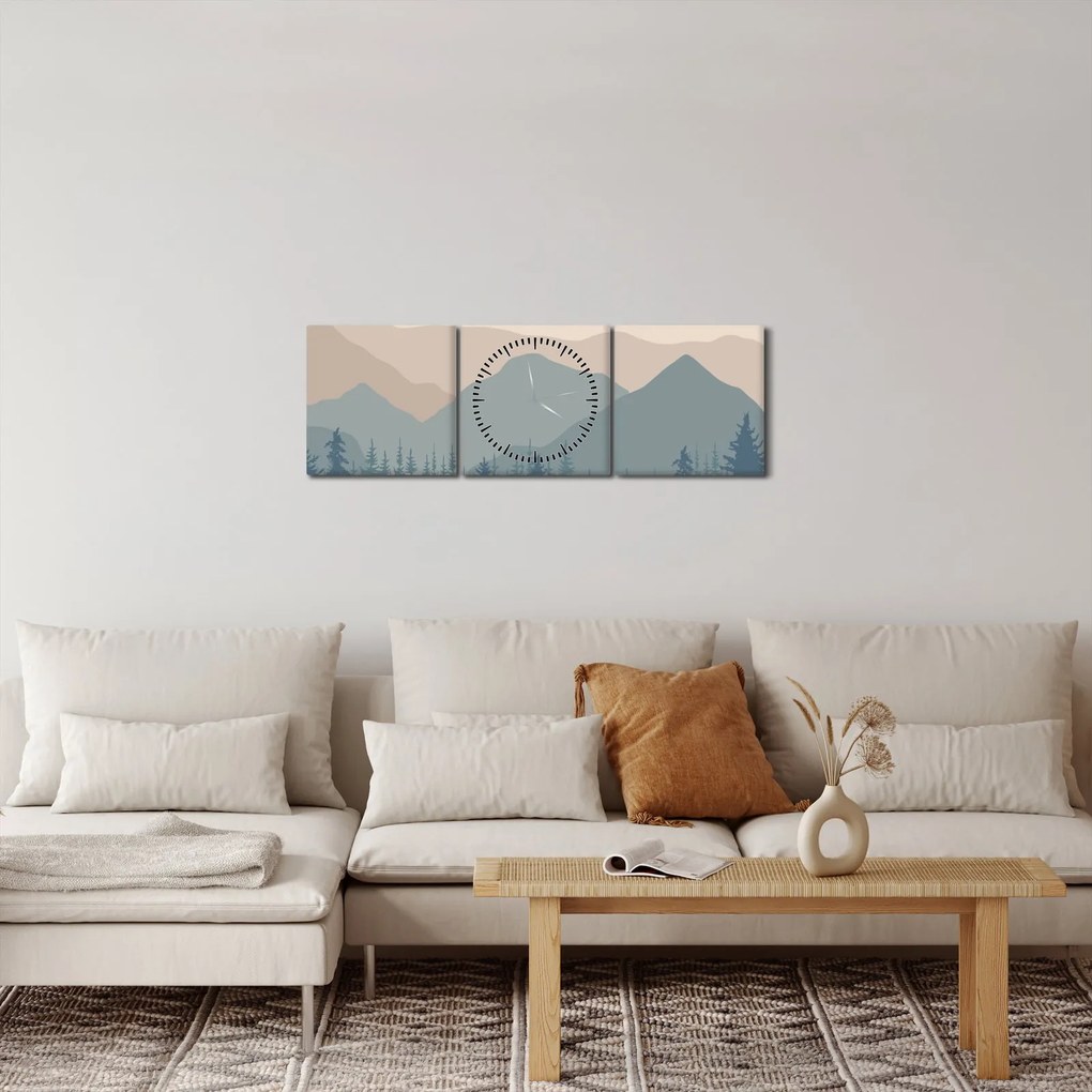 Obraz - Góry Turkusowe N⁰1 (z zegarem) (90x30 cm)
