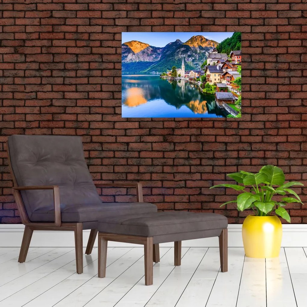 Obraz na szkle - Wieś alpejska (70x50 cm)