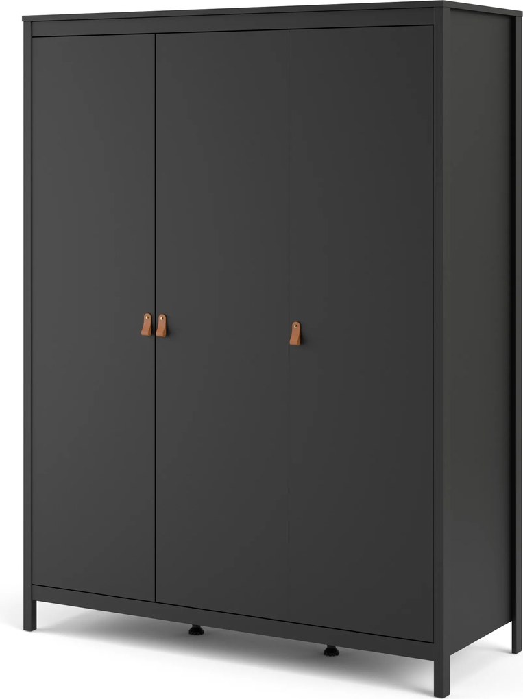 Trzydrzwiowa szafa ubraniowa w kolorze czarnym Madrid 3D