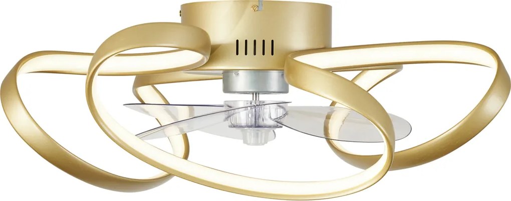 Wentylator sufitowy mosiądz 55 cm z LED z możliwością ściemniania z pilotem - Mandy