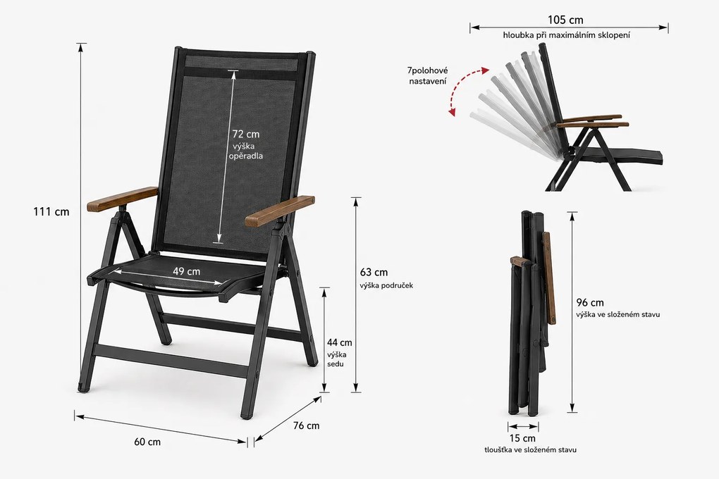 Doppler EXPERT WOOD Plus regulowany fotel ogrodowy