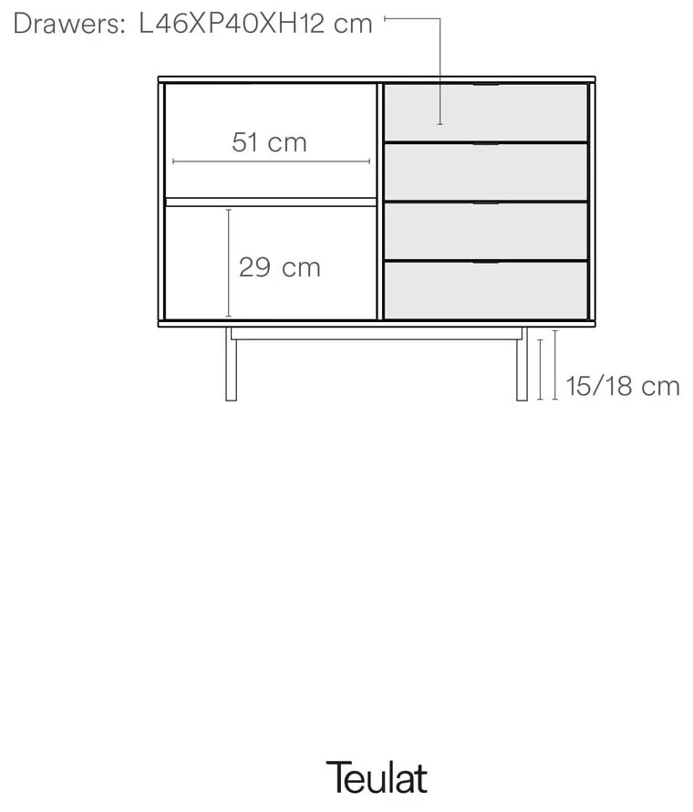 Biało-naturalna niska komoda w dekorze dębu 108x80 cm Sierra – Teulat