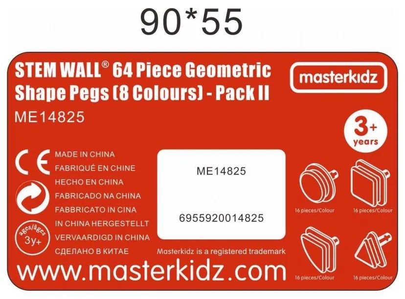 Masterkidz zestaw kołeczki w kształcie figur geometrycznych 64szt do tablic stem
