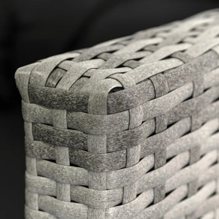 Zestaw Mebli Ogrodowych DALLAS Szary/Czarny Narożnik Pufy Stolik Tarasowy Technorattan Nowoczesny