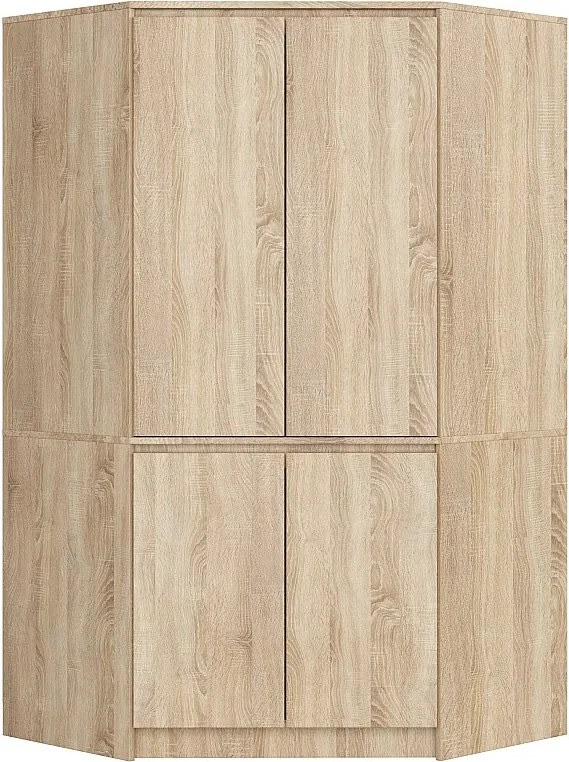 Szafa narożna AKORD S100 Dąb Sonoma 100 cm 4 drzwi fronty kolor Dąb Sonoma mat 6 półek 100x50x180 cm