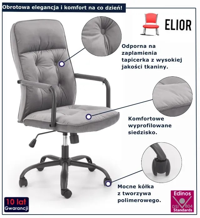 Fotel szary obrotowy do biura D1-T20
