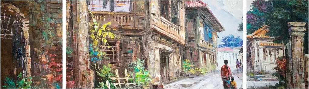 Obraz filipińskiej wioski, Azja (170x50 cm)