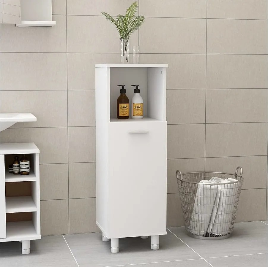 Szafka łazienkowa Biała 30x30x95 cm z Drewna Inżynieryjnego z Przestrzenią do Przechowywania i Eleganckim Designem