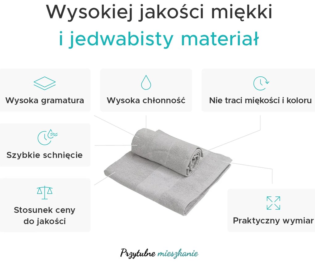 Zestaw ręczników CARRARA 30x30 cm jasnoszary 100% bawełna, 3 szt.