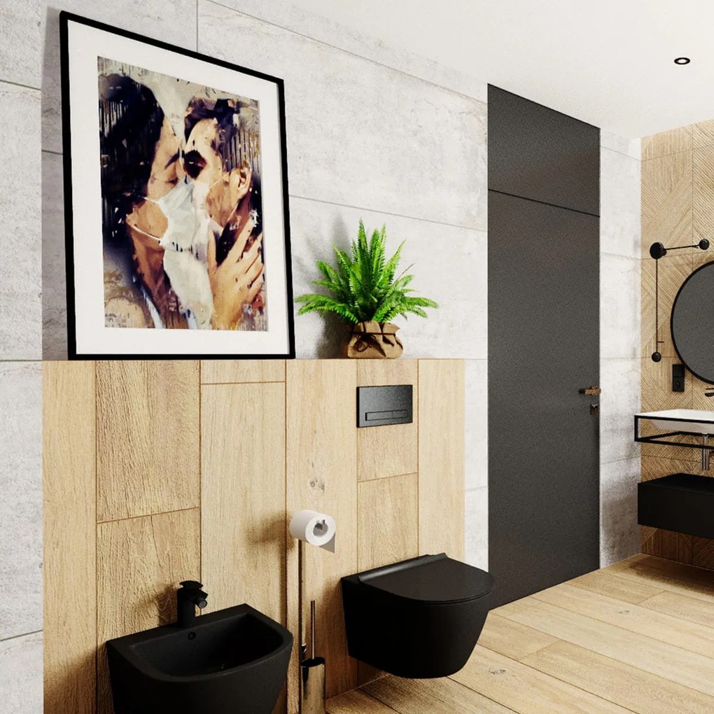 Deska sedesowa czarna typu Slim 46 x 36 cm do wiszącej miski WC DECOS matt black