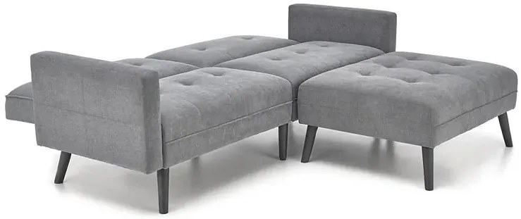 Popielata sofa rozkładana z podnóżkiem - Leris