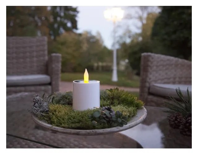 Biała ogrodowa solarna świeczka LED Star Trading Saul, wys. 7,3 cm