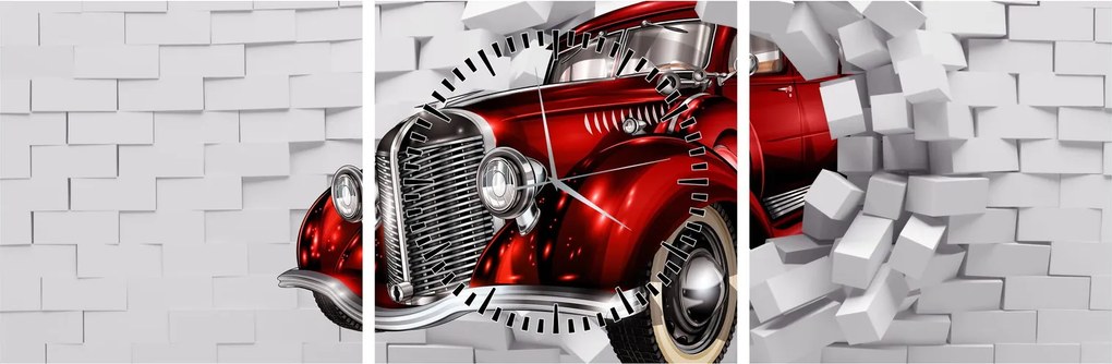 Obraz - Czerwony samochód (z zegarem) (90x30 cm)