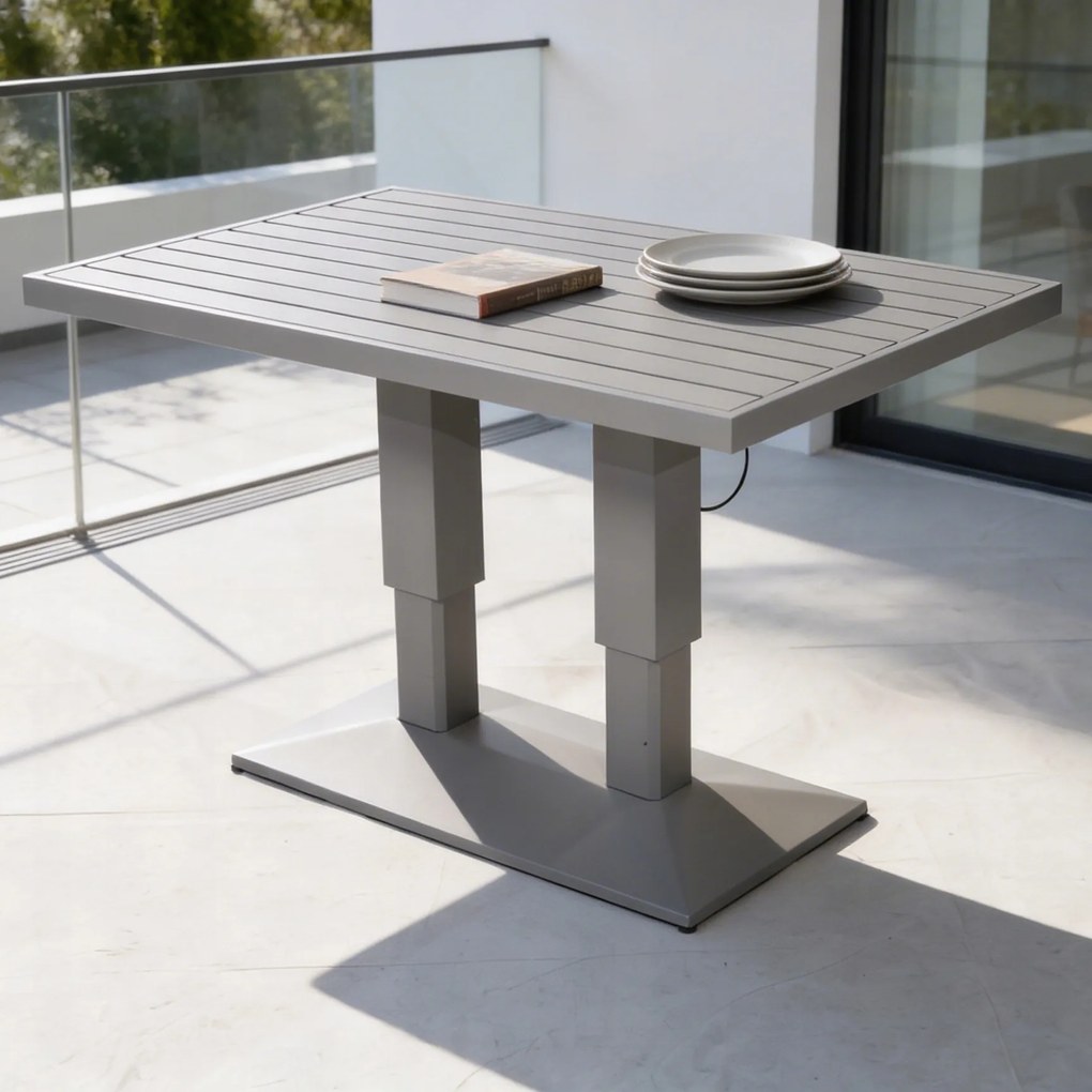 Narożnik ogrodowy Bellagio NM21-G-GR z pufami i ławostołem, szary, poduszki szare