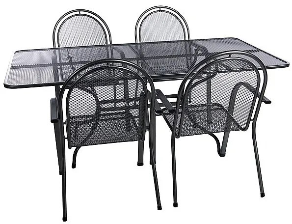 Metalowy zestaw ogrodowy CORINA III. 1 + 4 Stół prostokątny 160x95 cm (CT0311)