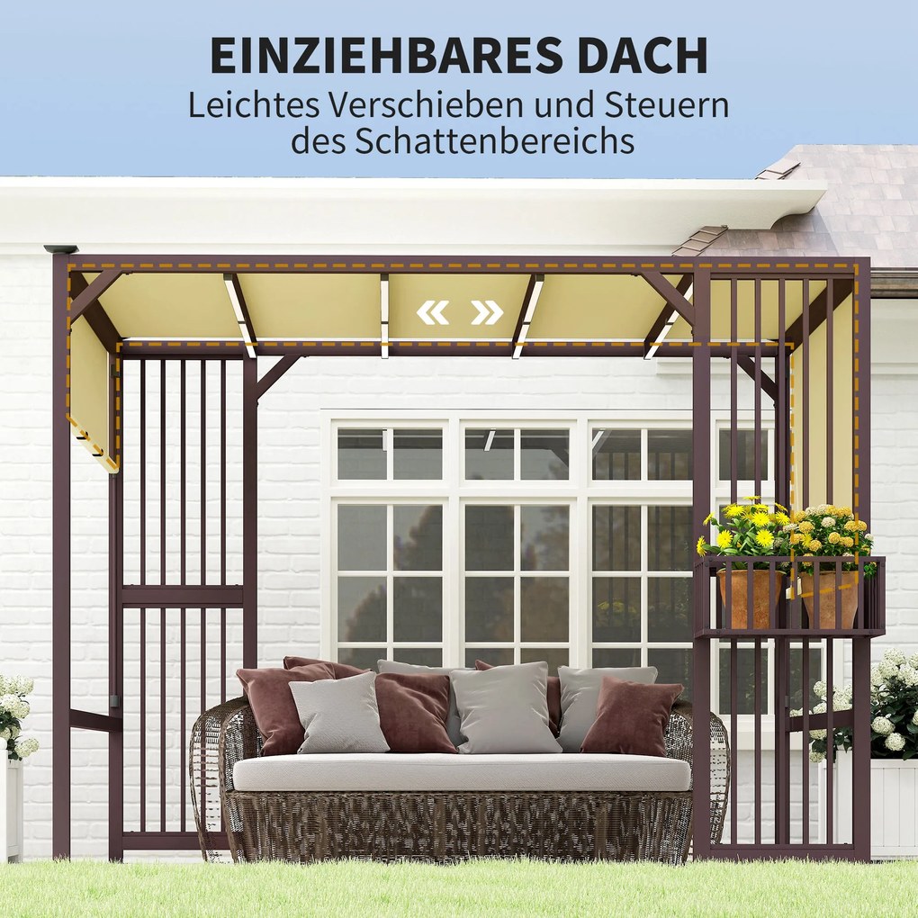 Outsunny pergola ogrodowa 3x25m z regulowanym daszkiem ochrona UV30+ stabilny pawilon na taras i ogród ciemnobrązowy | Aosom PL