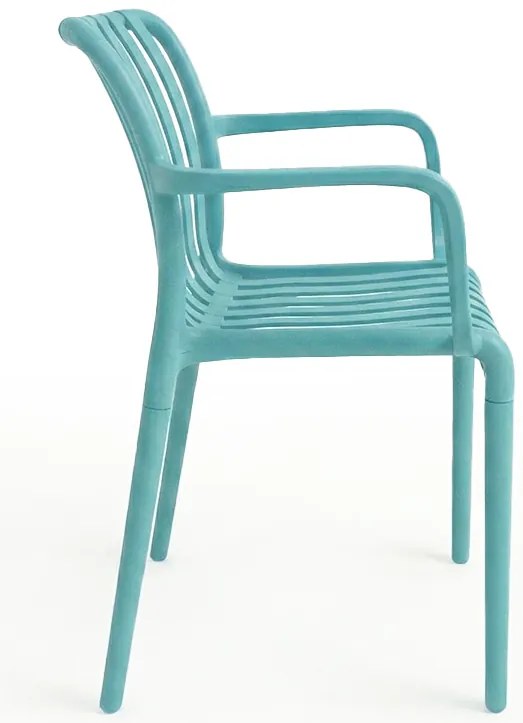 Plastikowe krzesło TREGO z podłokietnikami, niebieskie