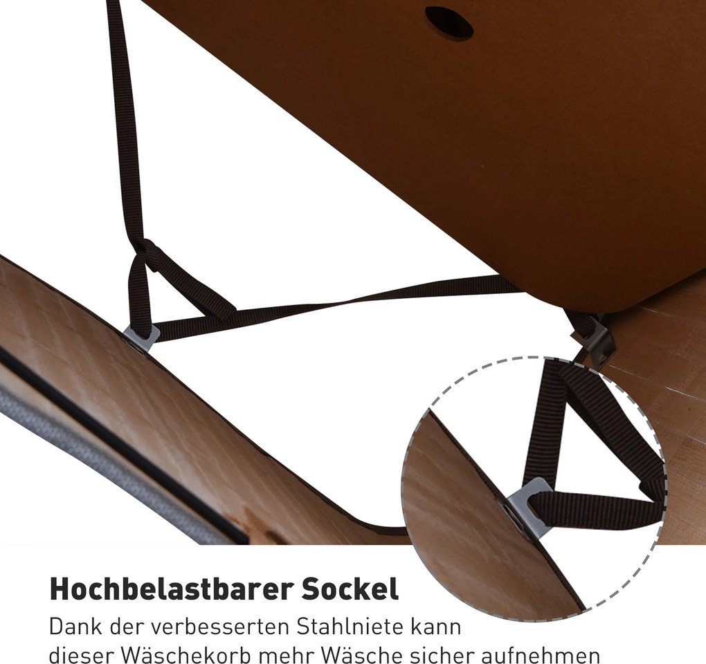 HOMCOM Kosz na bieliznę, 70 L kosz na pranie z pokrywą, wyjmowana wkładka, pojemnik na bieliznę do łazienki, 40 x 30 x 60 cm, Szary