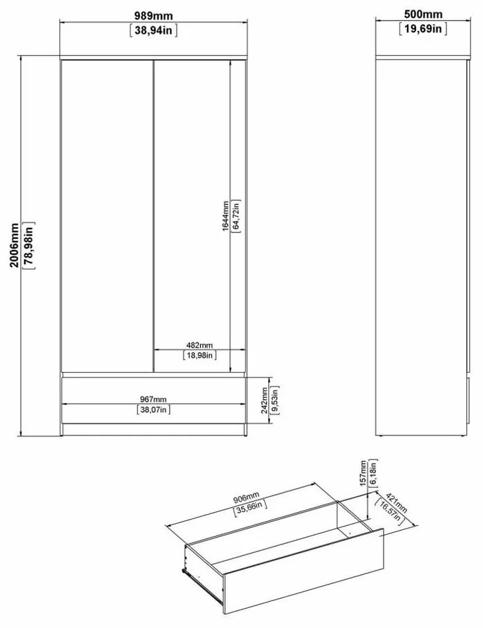 Biała szafa 99x201 cm Naia – Tvilum