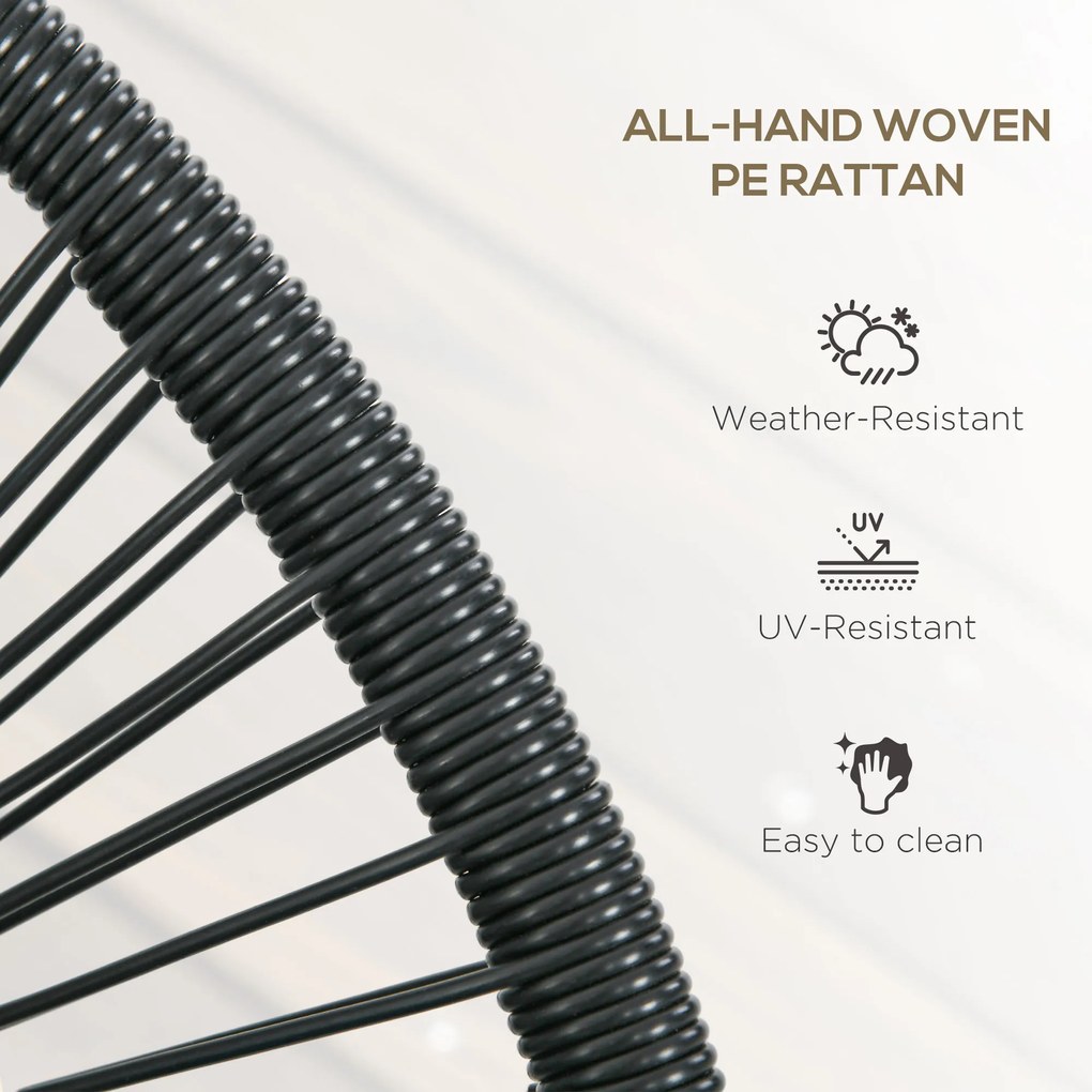 Outsunny Fotel Rattanowy w Stylu Boho, 132 cm x 72 cm x 83 cm, Czarny