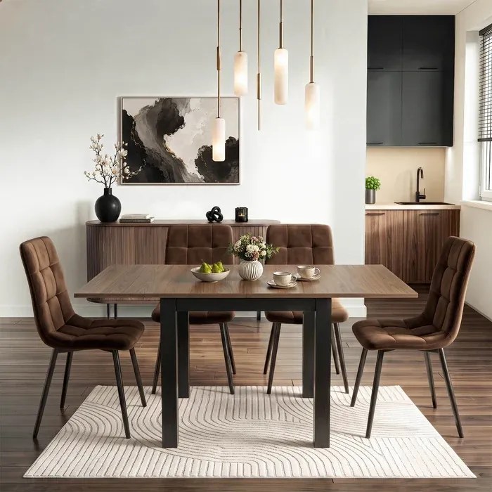 Stół Kwadratowy Rozkładany MAX 80-160 cm Orzech Nicea/Czarny Loft