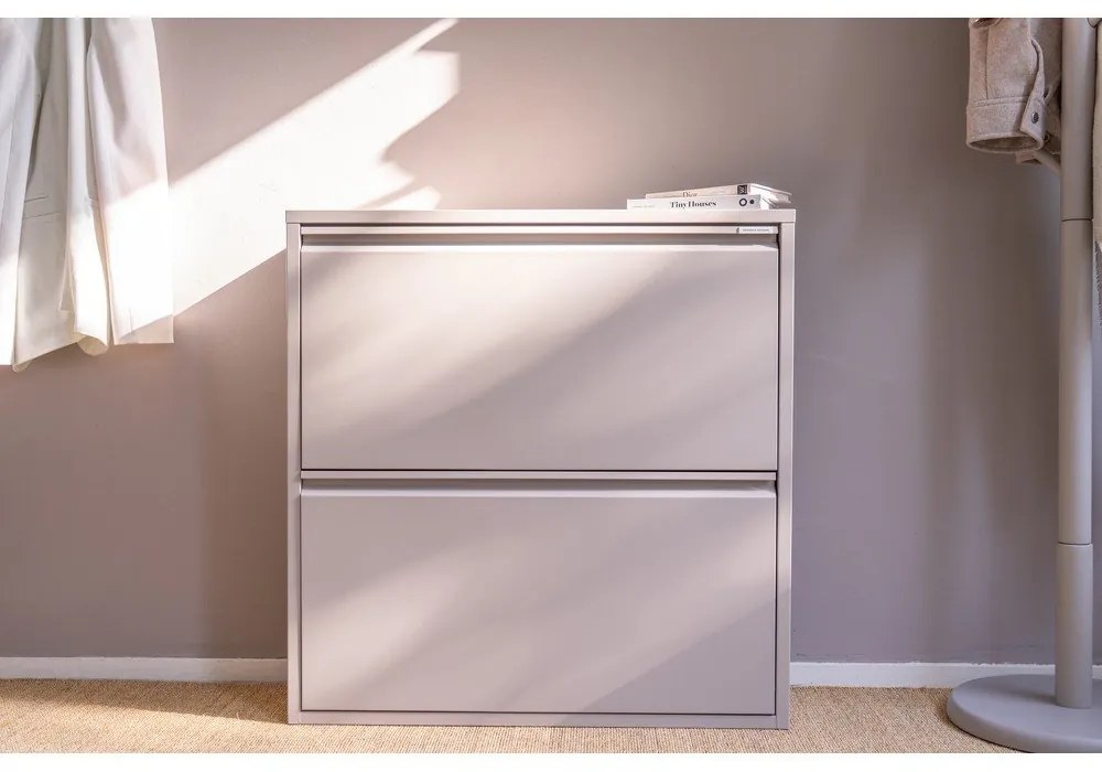 Szarobrązowa metalowa uchylna szafka na buty 75x77,5x22,5 cm Billy – Spinder Design